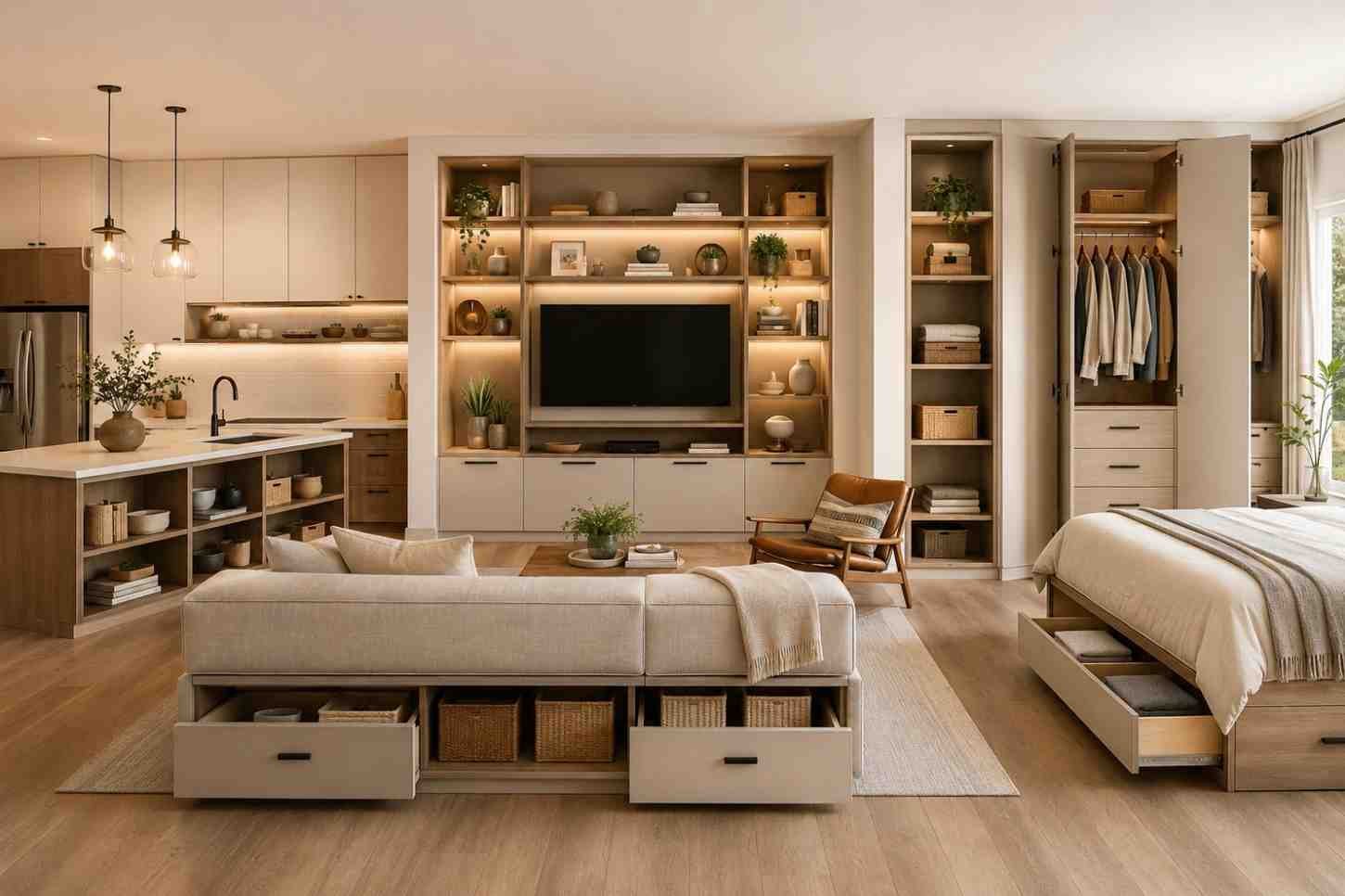 Designer Storage Ideas For Modern Kitchens, Bedrooms, And Living Areas